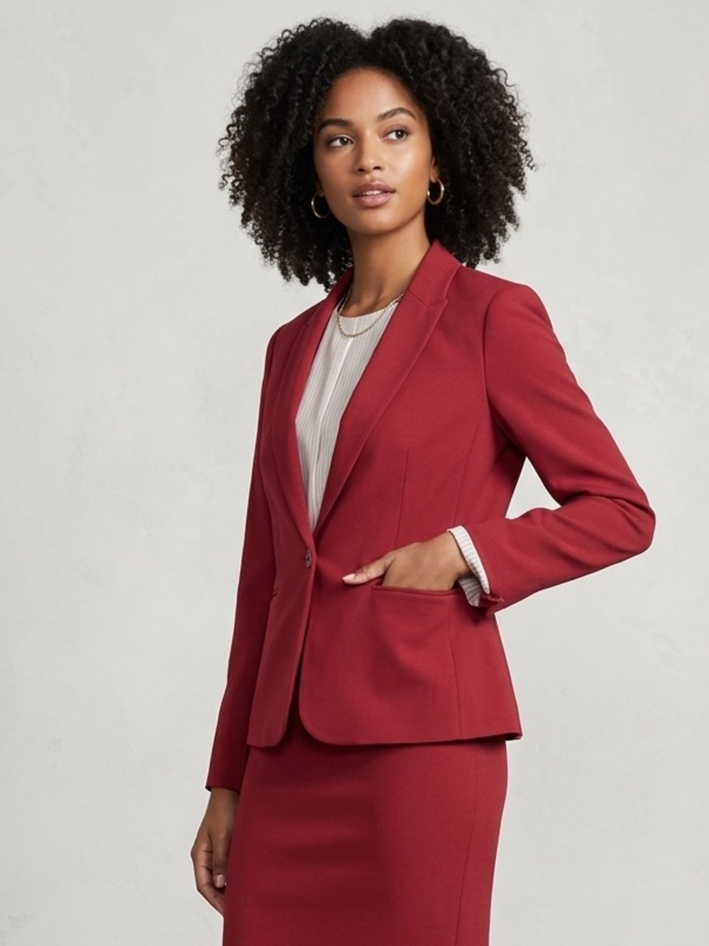 Philosophy Blazer Lined Pinstripe Interior Pockets Cranberry Red Size Medium